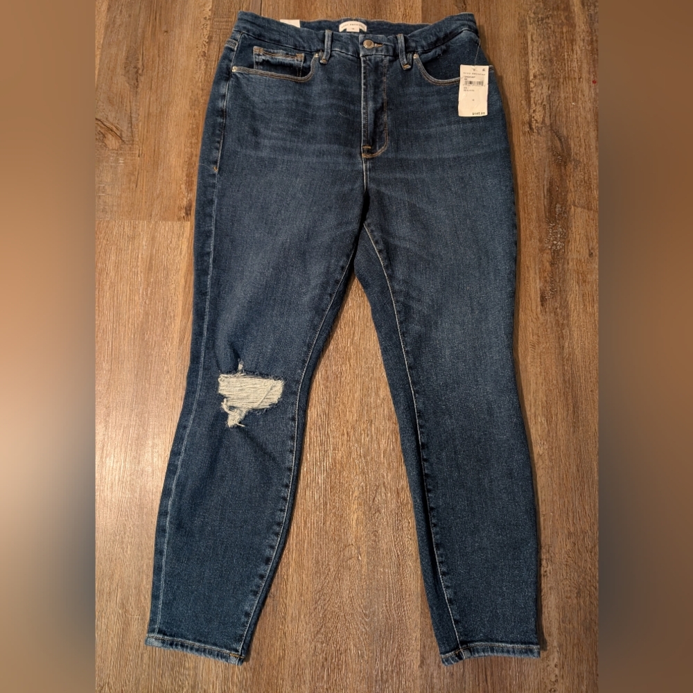 Good American Good Waist Skinny High Rise Crop Jean Size 15, NWT